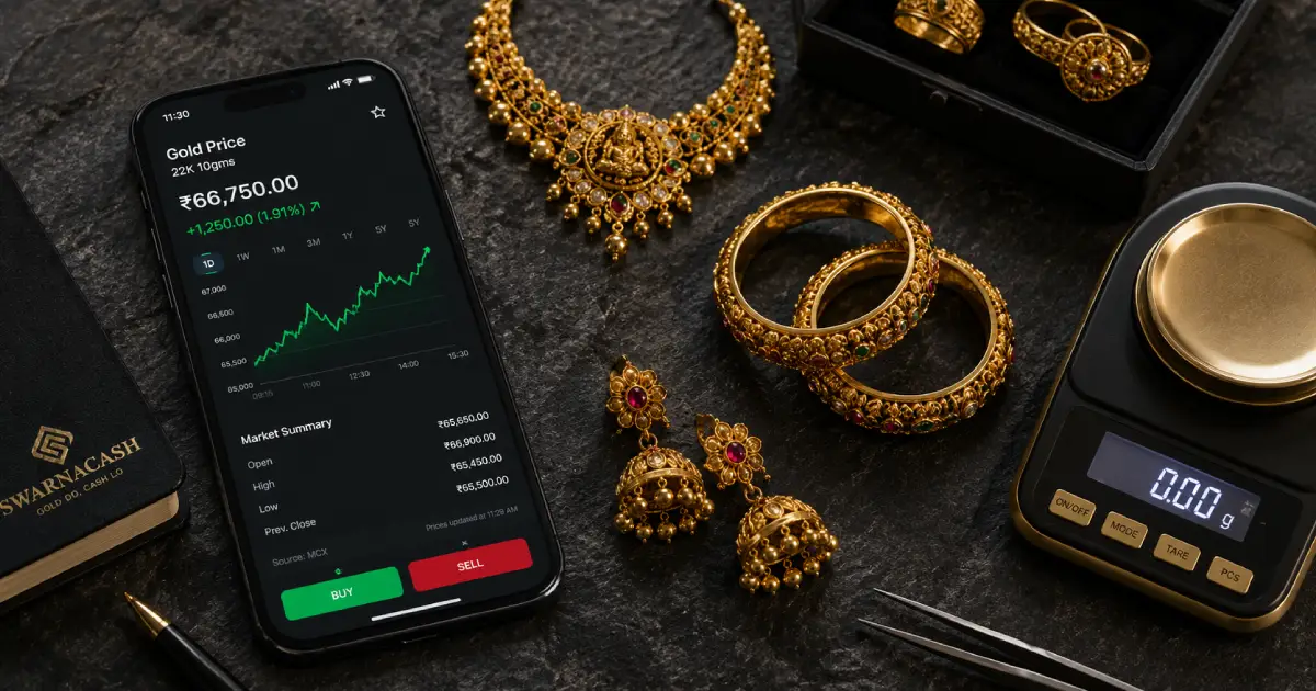 Customer selling old gold for cash